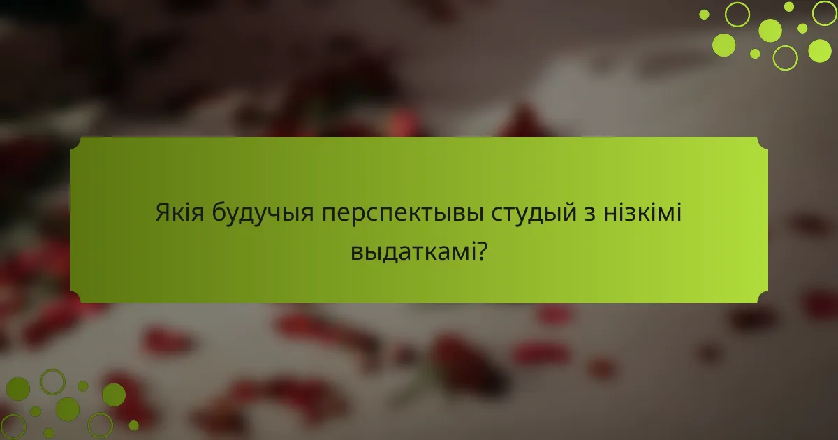Якія будучыя перспектывы студый з нізкімі выдаткамі?