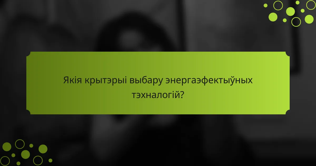Якія крытэрыі выбару энергаэфектыўных тэхналогій?